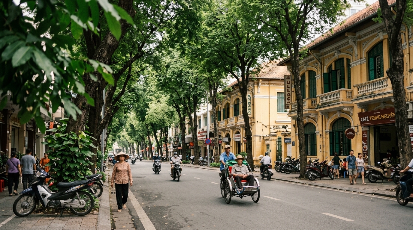 Tree-lined street in District 3 Ho Chi Minh City with French colonial buildings - where to stay in ho chi minh city dist in where to stay in ho chi minh city