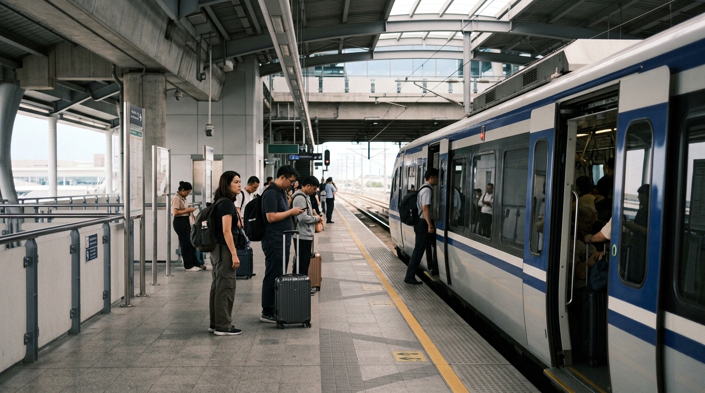 Airport Rail Link train at Suvarnabhumi Airport station platform – bangkok airport rail link train station in bangkok getting around 2