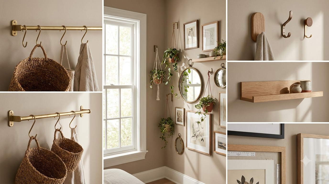 Hanging Hardware: What Actually Holds (and Won't Damage Walls) — Eclectic Gallery Wall Ideas: Mix Art, Plants and Mirror