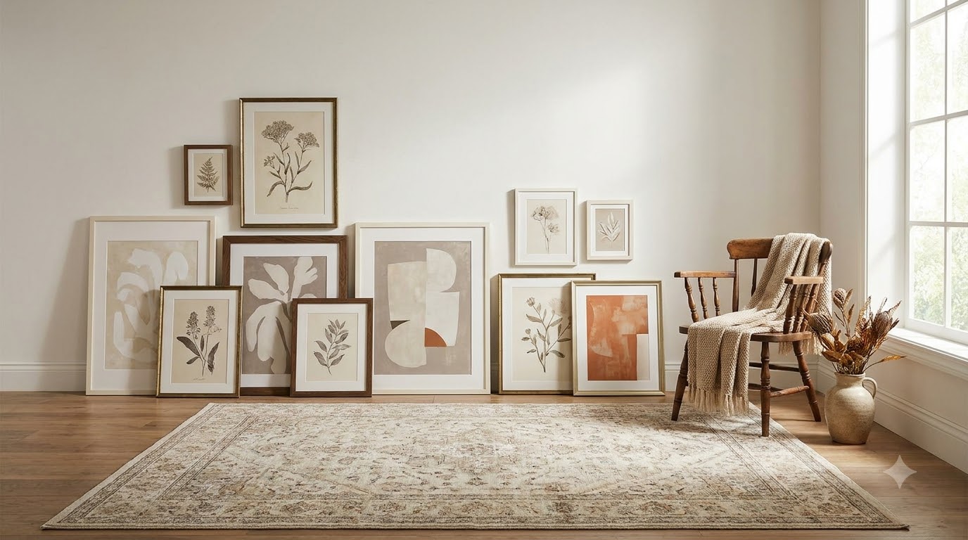 Step 6: Lay It Out Before You Hang It — Gallery Wall Color Palette: How to Mix Frames and Art
