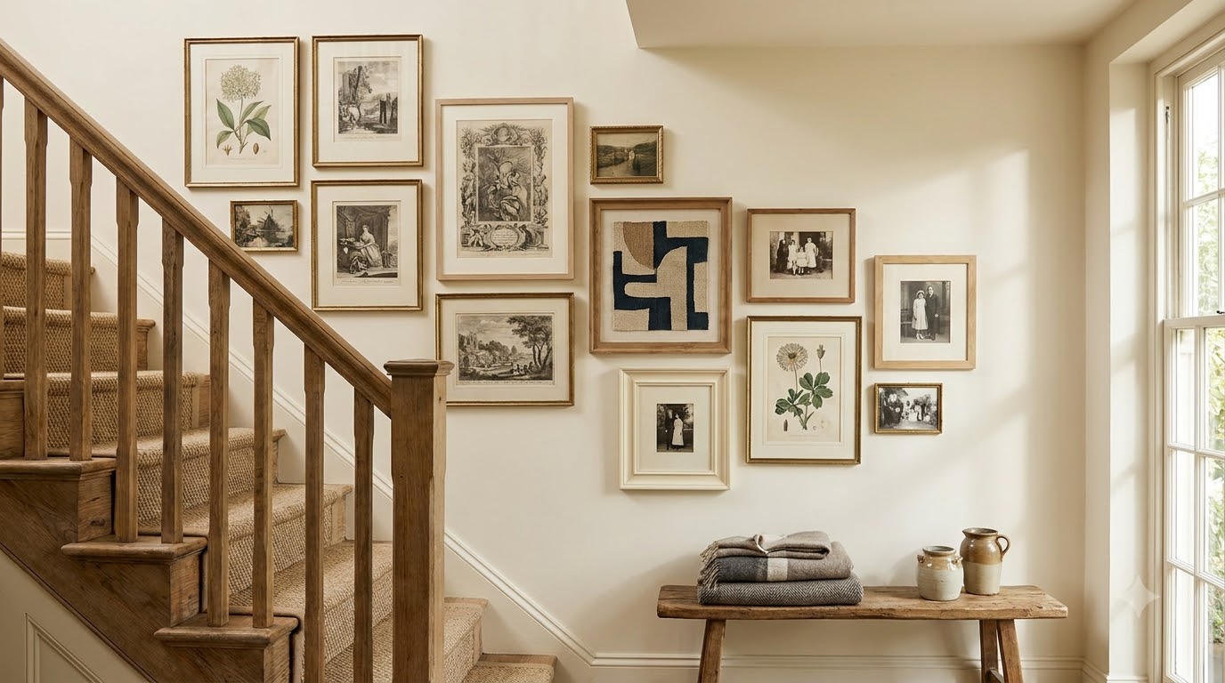 5. The Pinterest Organic Mix — Staircase Gallery Wall Ideas: 15 Layouts That Work