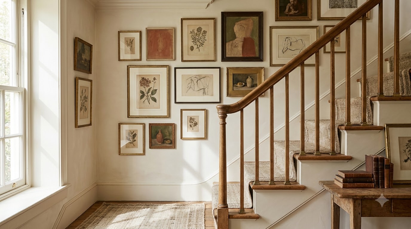 2. Salon-Style Cluster — Staircase Gallery Wall Ideas: 15 Layouts That Work