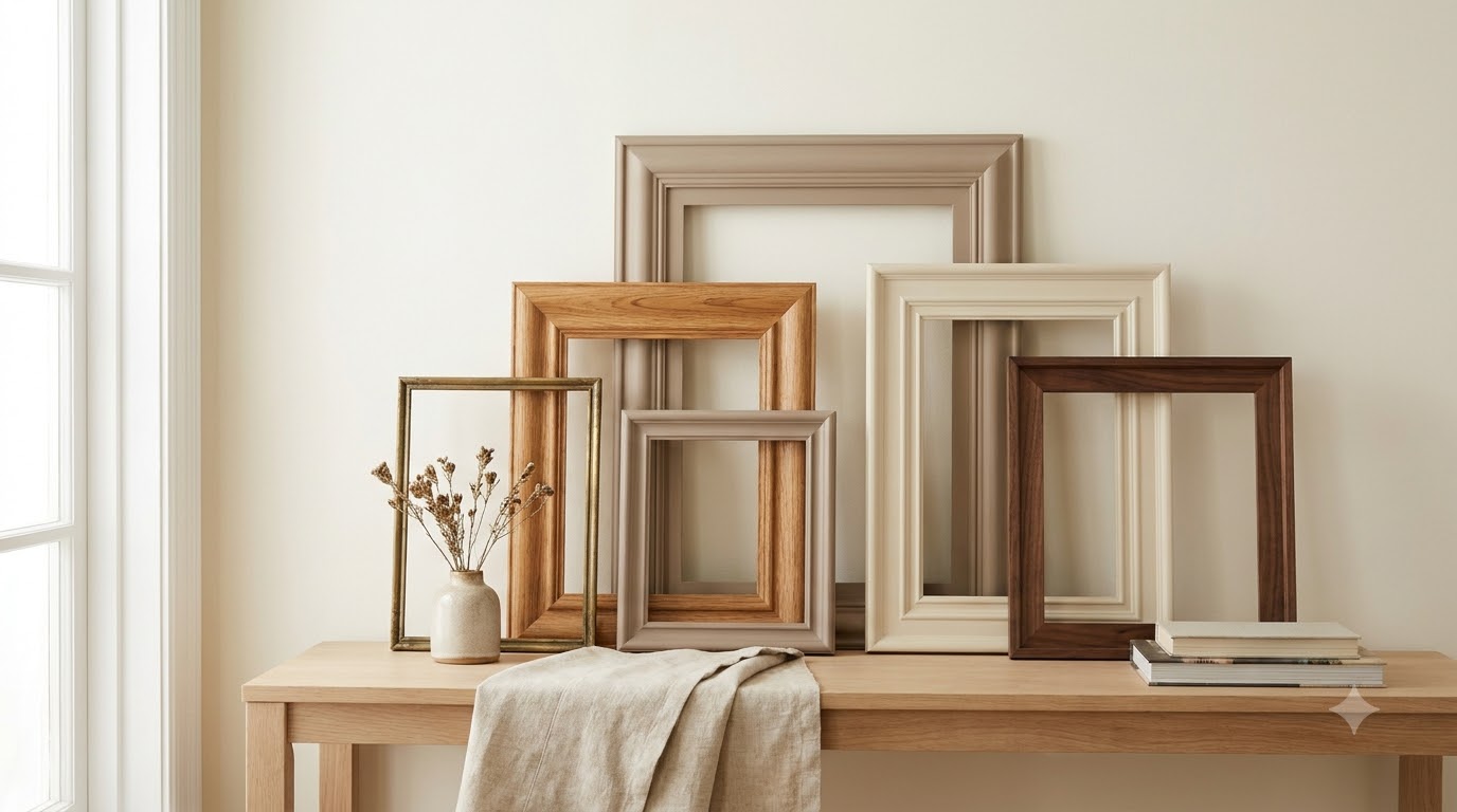 How Do Frame Materials Compare? — Gallery Wall Frames Guide: Sizes, Spacing & Mixing Rules (2026)