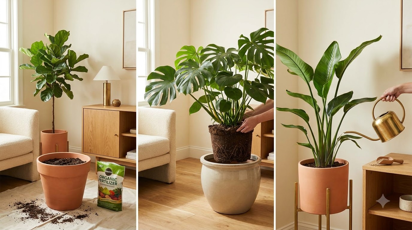 Repotting and Feeding Large Plants — Best Large Indoor Plants 2026: 15 Statement Picks That Transform Any Room