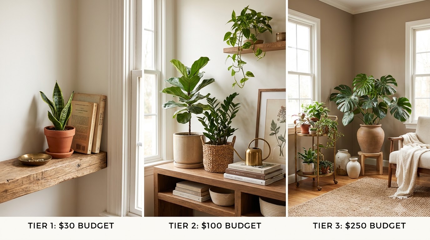 Where to Go From Here — Indoor Plants Home Decor Budget Tiers: $30, $100, $250 Makeover