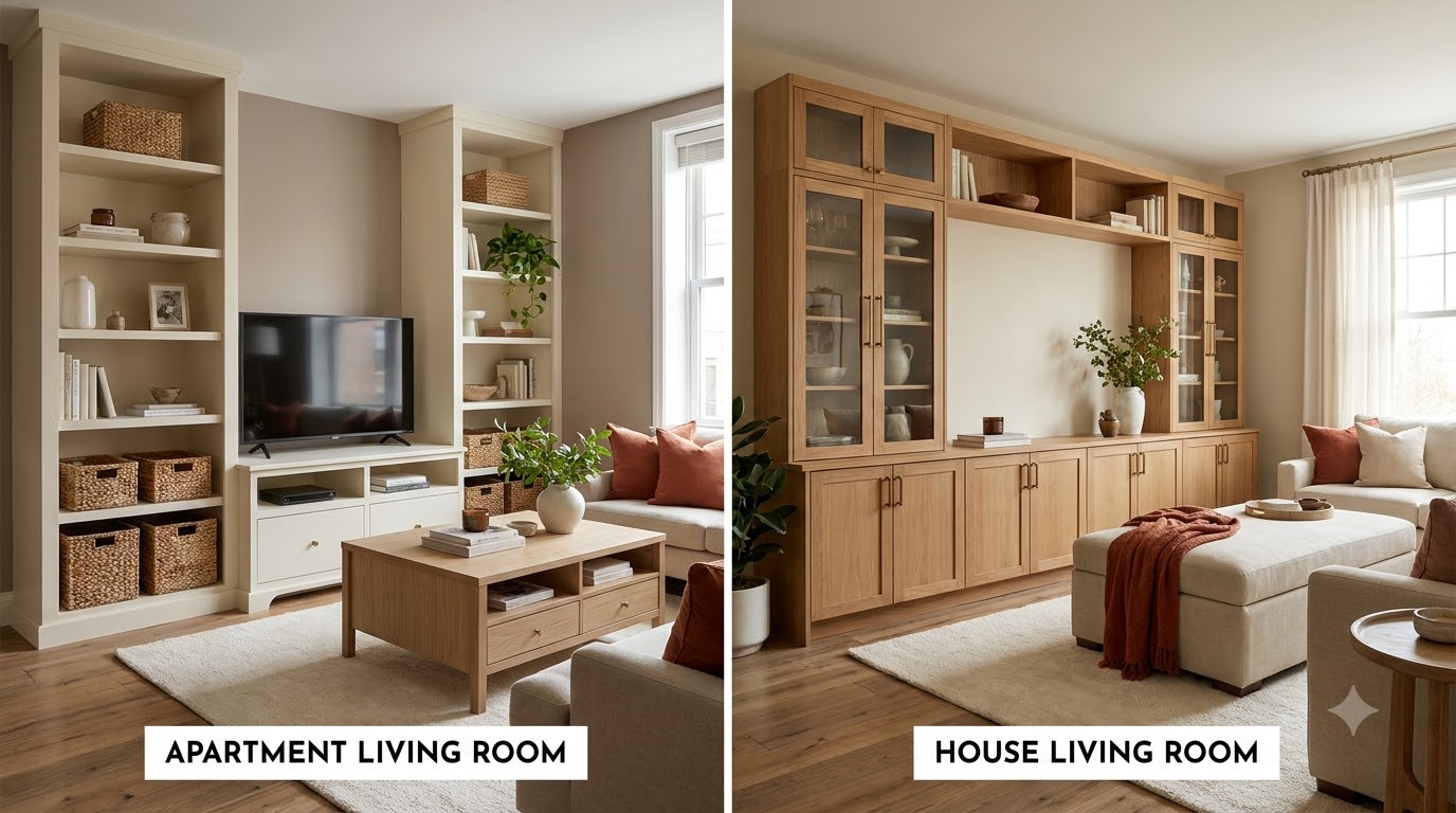 Difference 6 — Is Storage Integration Actually Different? — Apartment Living Room vs House Living Room: Decor Difference