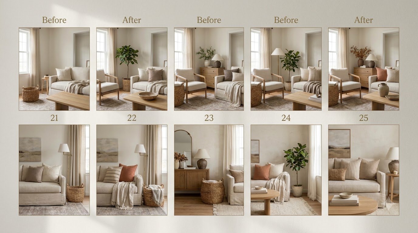 Surface & Accent Transformations (Nos. 21-25) — 25 Living Room Before & After Transformations Under $400