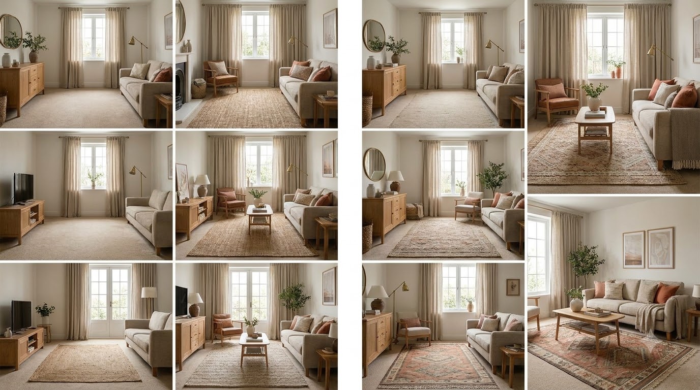 Rug Transformations (Nos. 11-15) — 25 Living Room Before & After Transformations Under $400