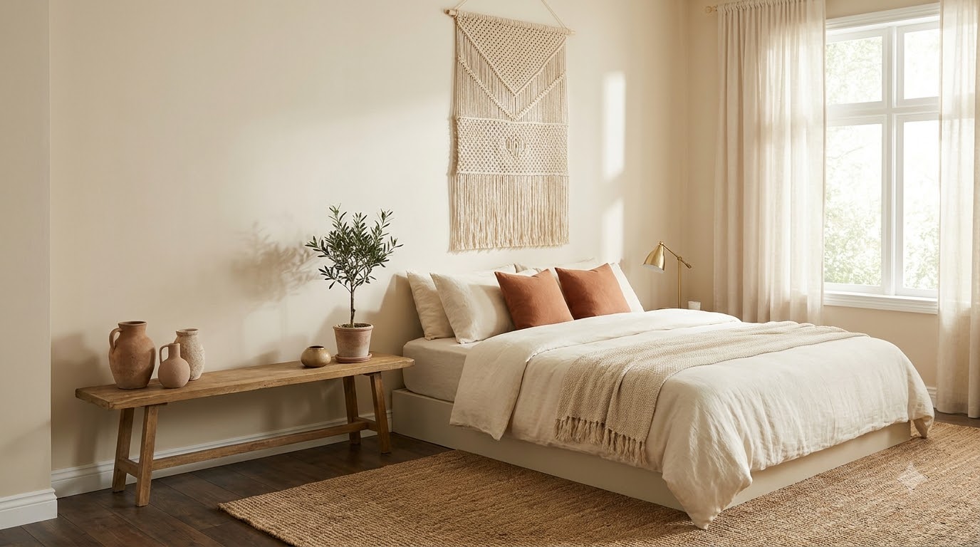 What About the Boho-Minimalist Hybrid? — Boho vs Cottagecore vs Minimalist Bedroom: Pick Your Style