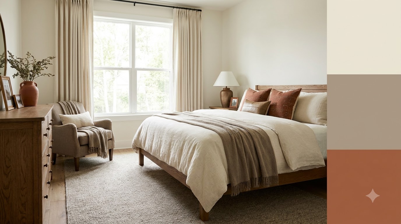 Step 2: Lock the 60/30/10 Color Palette — How to Style an Aesthetic Bedroom in 7 Steps (Beginner)