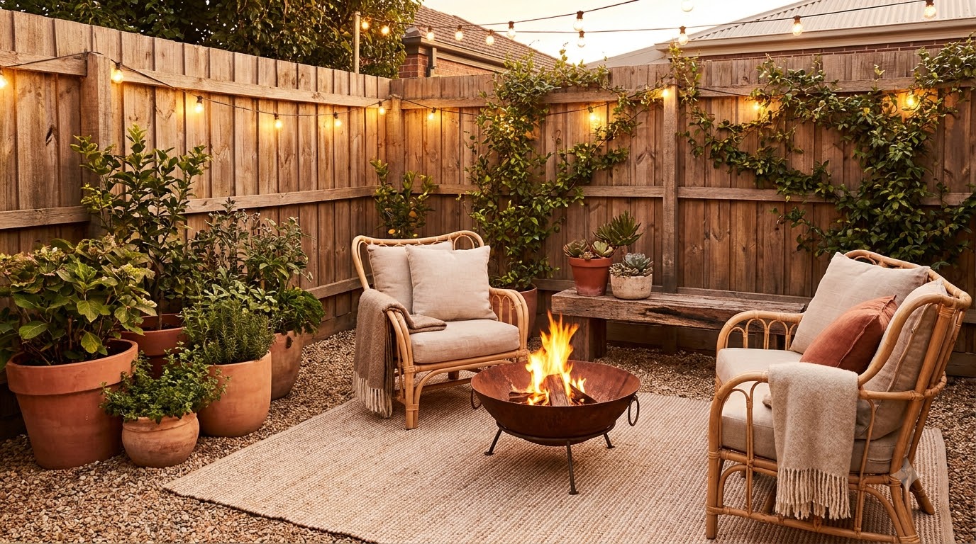 Transformed cozy small backyard before and after on a budget