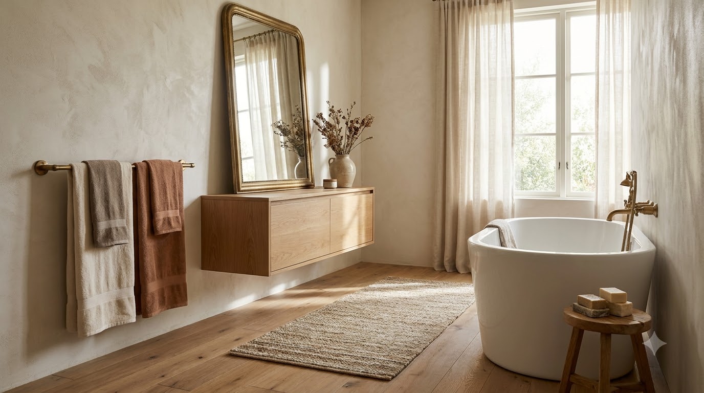 How to Layer These 4 Categories Without Clutter — Best Bathroom Decor 2026: Rugs, Mirrors & Towel Bars