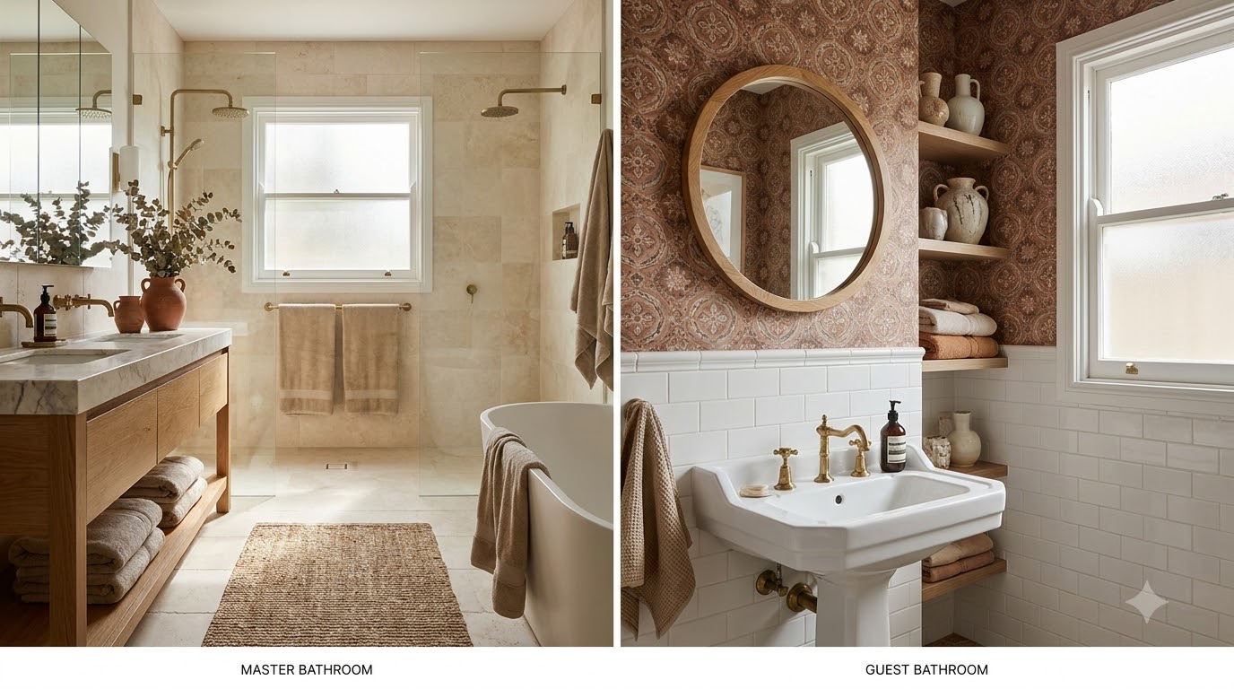 Materials Strategy: Durability vs Decorative — Master vs Guest Bathroom: How Decor Strategy Differs