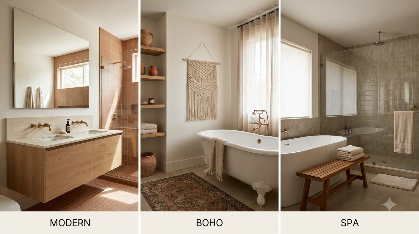 The Quick Visual Comparison — Modern vs Boho vs Spa Bathroom: Which Aesthetic Fits?