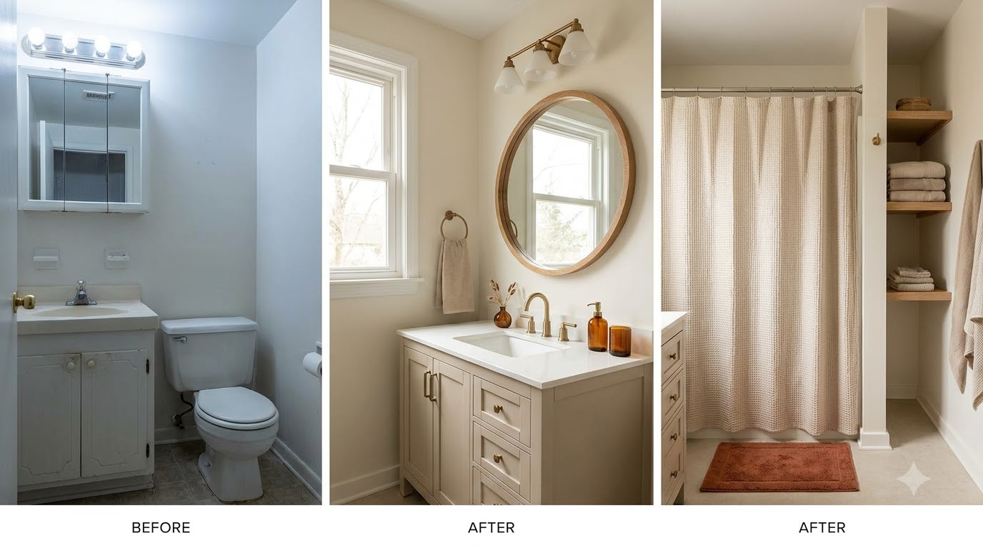 How to Pick Which Transformation to Try First — 25 Bathroom Before & After Transformations Under $200