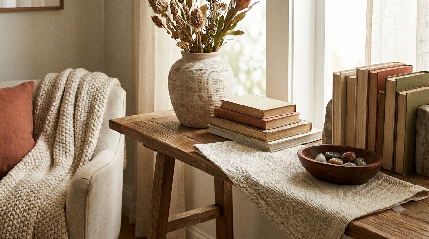 Side-by-side comparison of an expensive-looking arc floor lamp and an affordable version in a styled living room