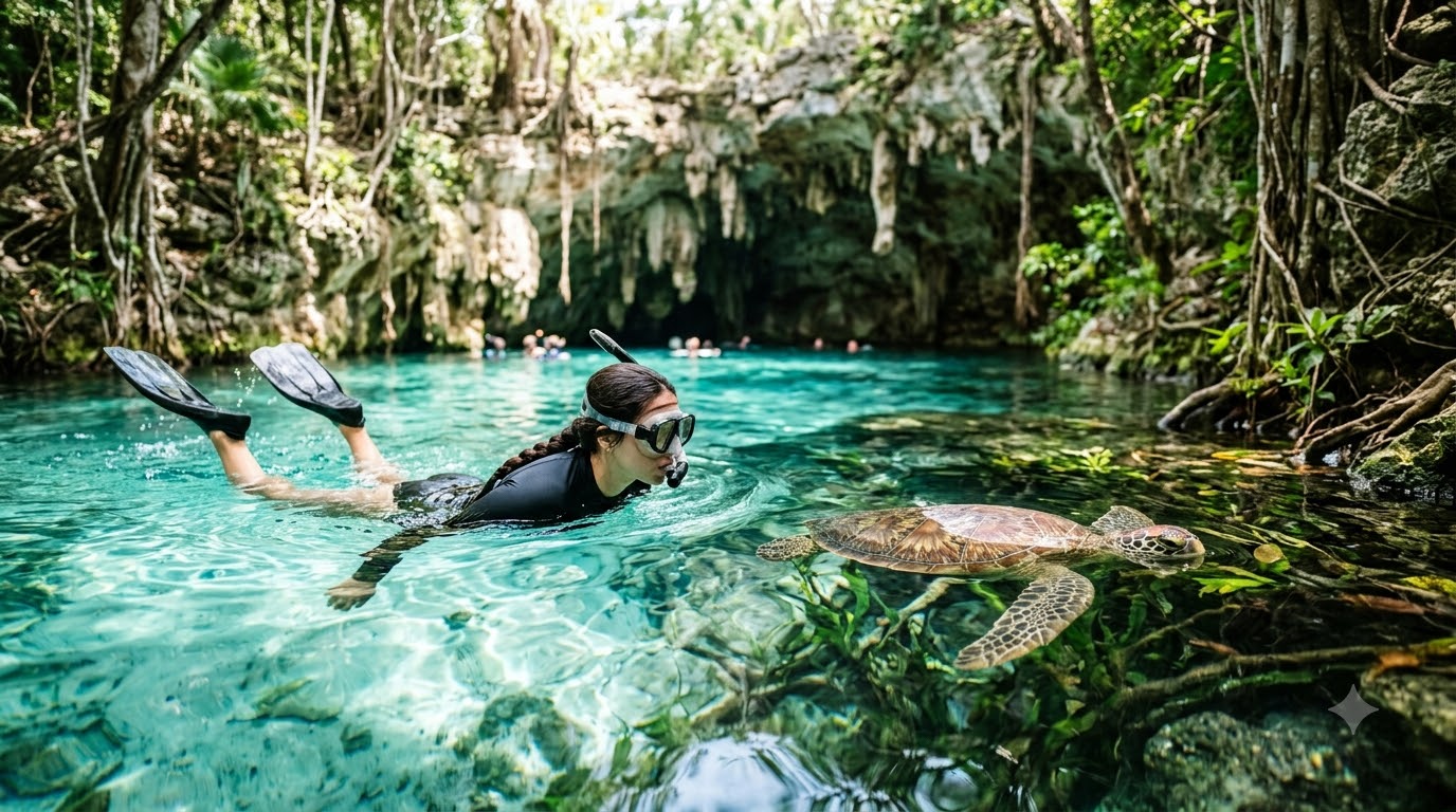 Gran Cenote: best for easy snorkeling and turtles Tulum cenotes
