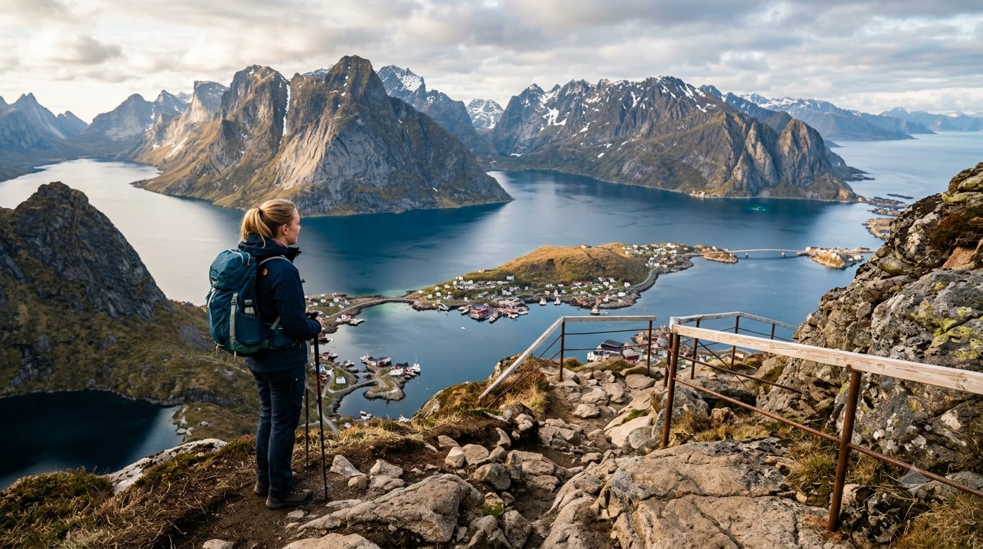 Hike Reinebringen for the iconic Reine view things to do in Lofoten