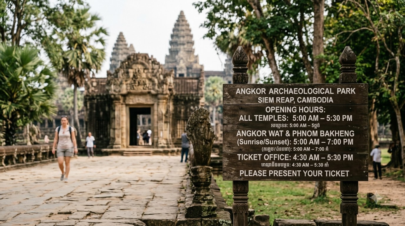 What are the Angkor temple opening hours? Angkor Wat tickets