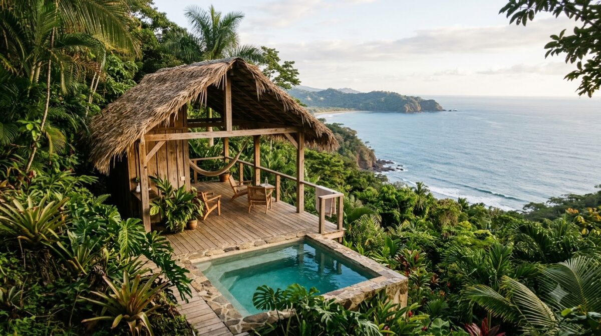 A small jungle villa with a plunge pool overlooking the Pacific in Costa Rica