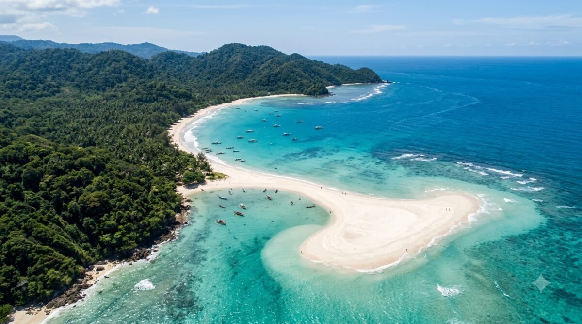 The Whale Tail sandbar at Marino Ballena National Park, Uvita, Costa Rica