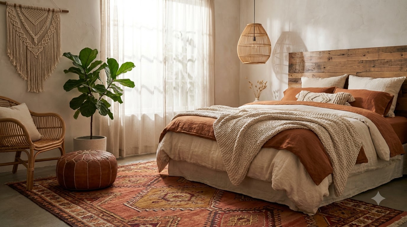 Flat-lay of gray paint swatch beside blush, mustard, and wood samples — search:"gray color palette swatches warm accents"