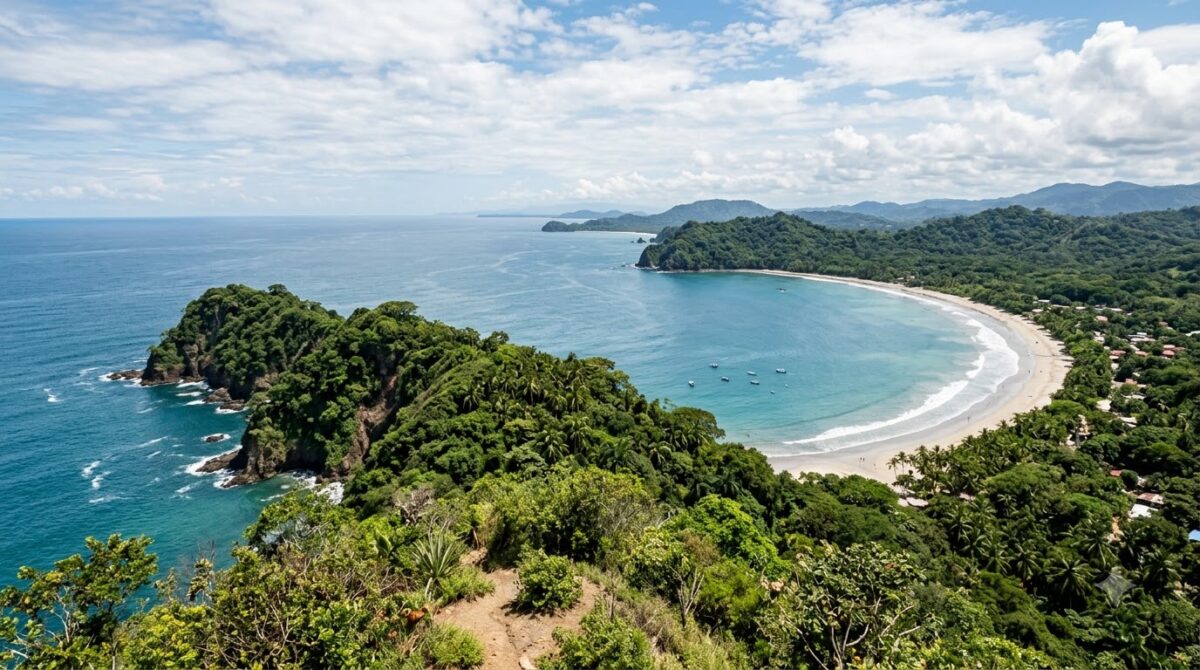 Forested headlands meeting the Pacific ocean on the coast of Costa Rica