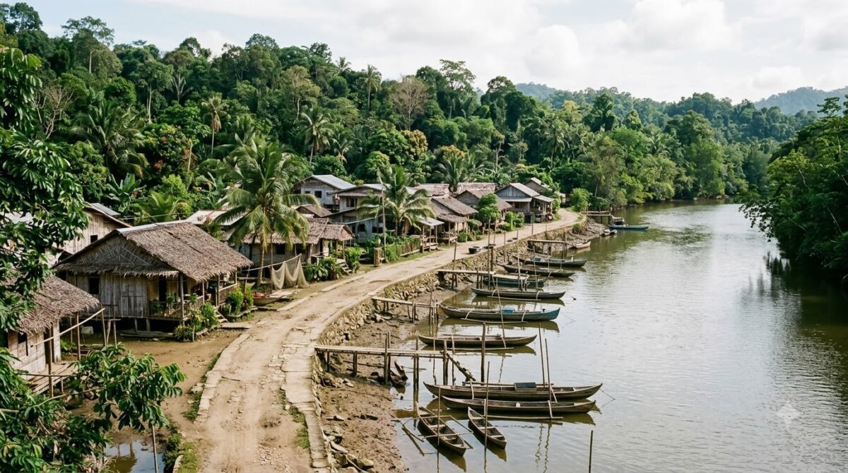 The waterfront of Tortuguero village in Costa Rica