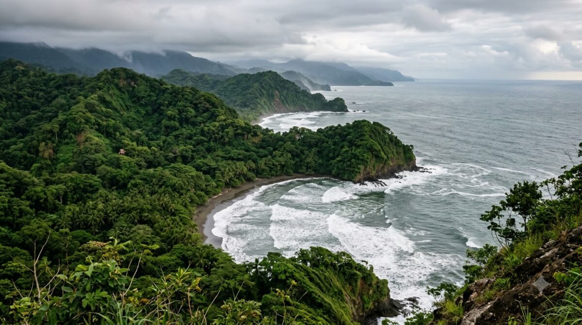 A view over the Costa Ballena coastline south of Dominical, Costa Rica