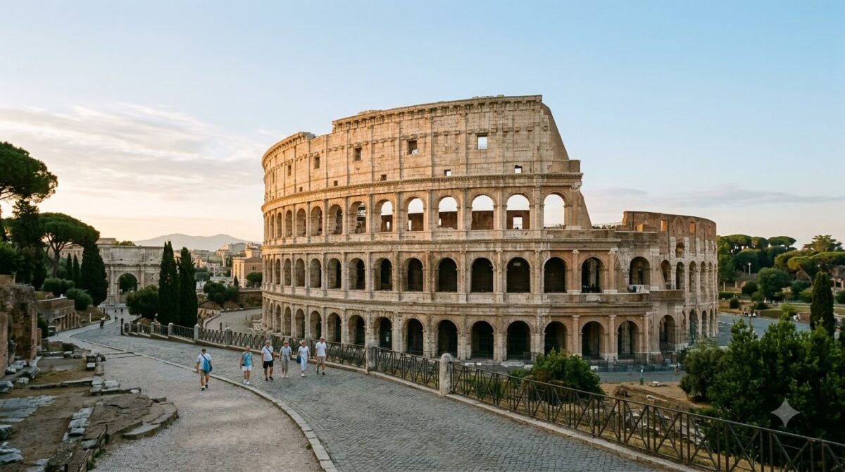 The Roman Colosseum in Rome, Italy in early morning light