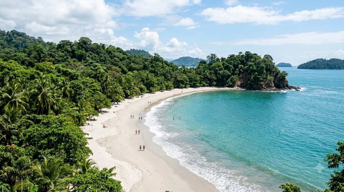 A white sand beach backed by jungle at Manuel Antonio, Costa Rica