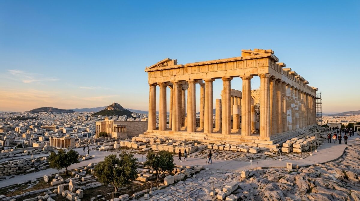 The Parthenon on the Acropolis in Athens, Greece in afternoon light