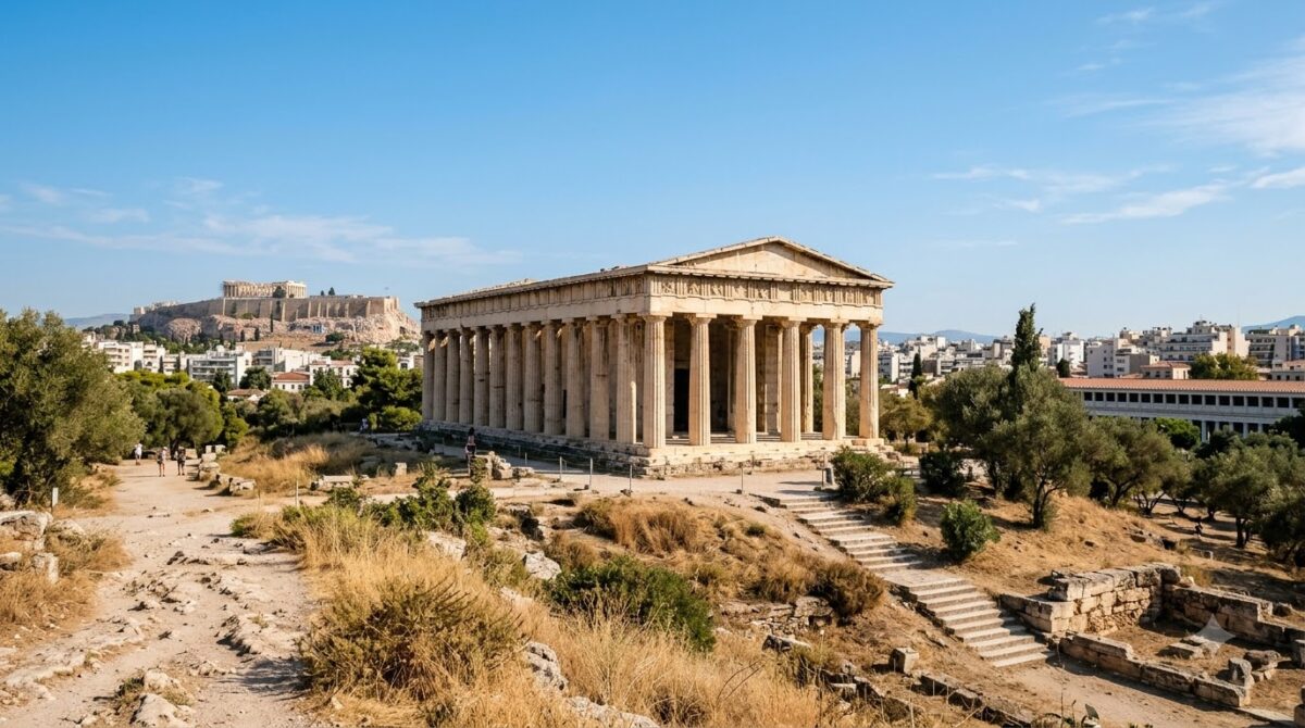 The Temple of Hephaestus in the Ancient Agora of Athens, Greece