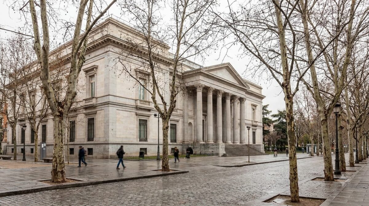 The neoclassical facade of the Prado Museum in Madrid