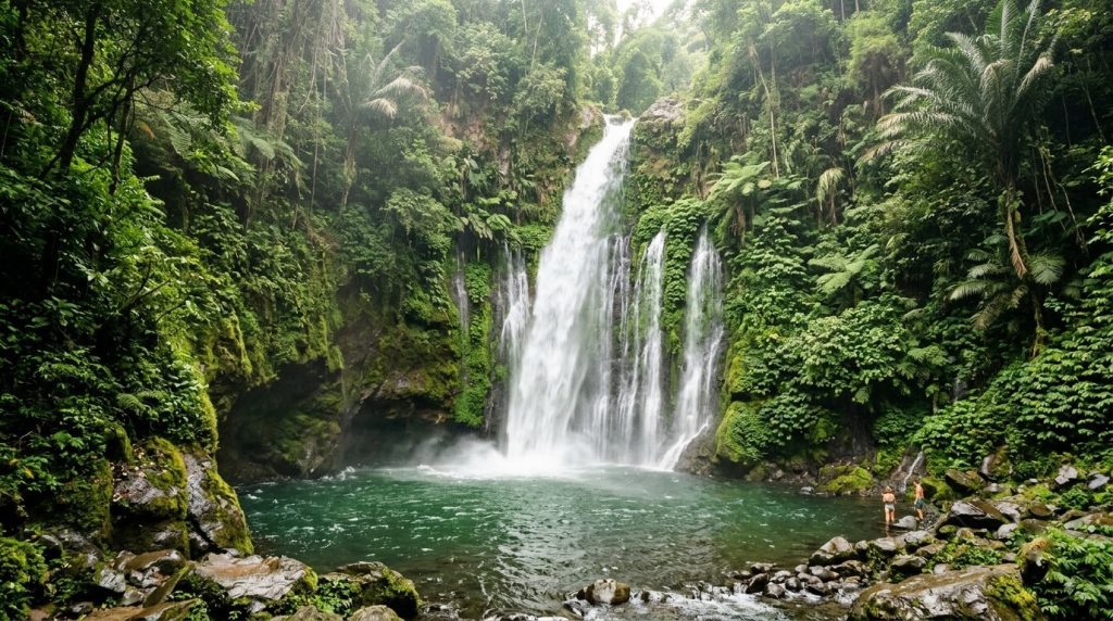 Tiu Kelep waterfall in the jungle near Senaru, Lombok