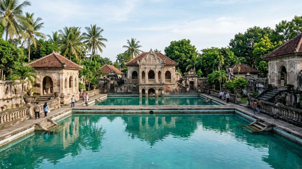 Turquoise bathing pools of the Taman Sari water castle in Yogyakarta
