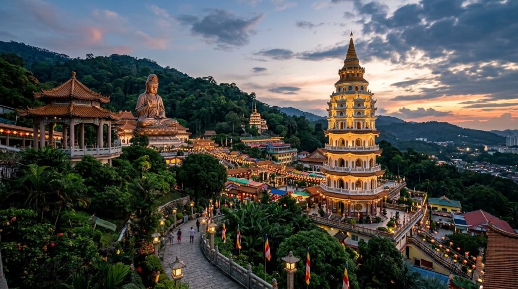 Kek Lok Si temple and pagoda on the hillside in Penang