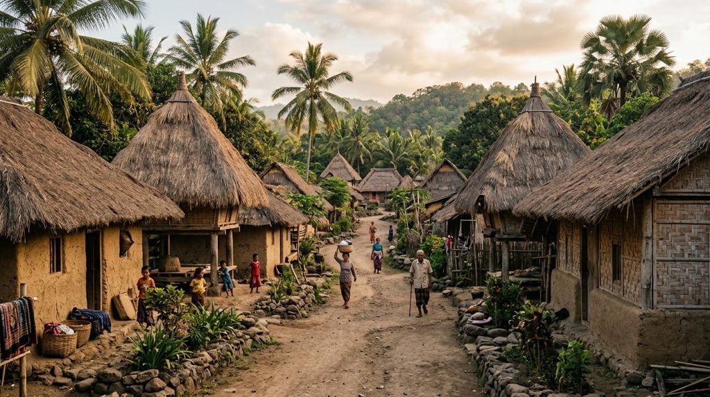 Thatched rice barns in the traditional Sasak village of Sade, Lombok