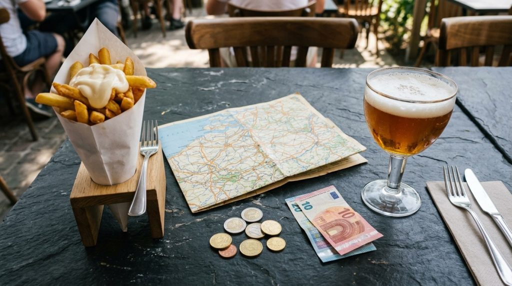 Euros, a Flanders map and frites for a Bruges travel budget