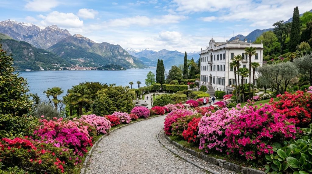 Azaleas in the gardens of Villa Carlotta on Lake Como