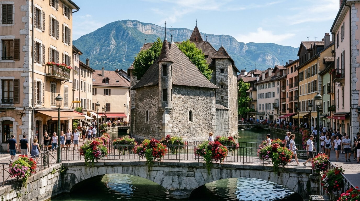 Palais de l'Isle on the Thiou canal in Annecy old town