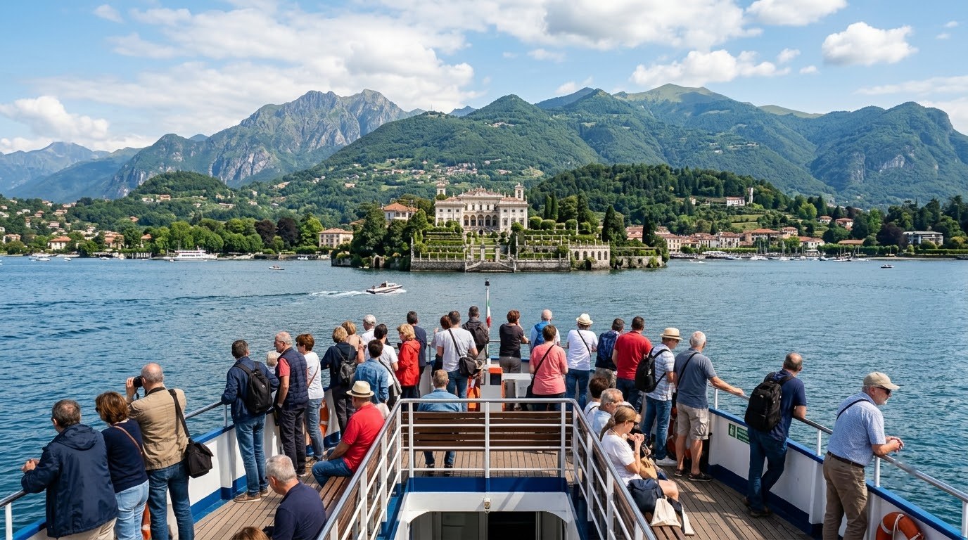 Ferry from Stresa heading to Isola Bella on Lake Maggiore