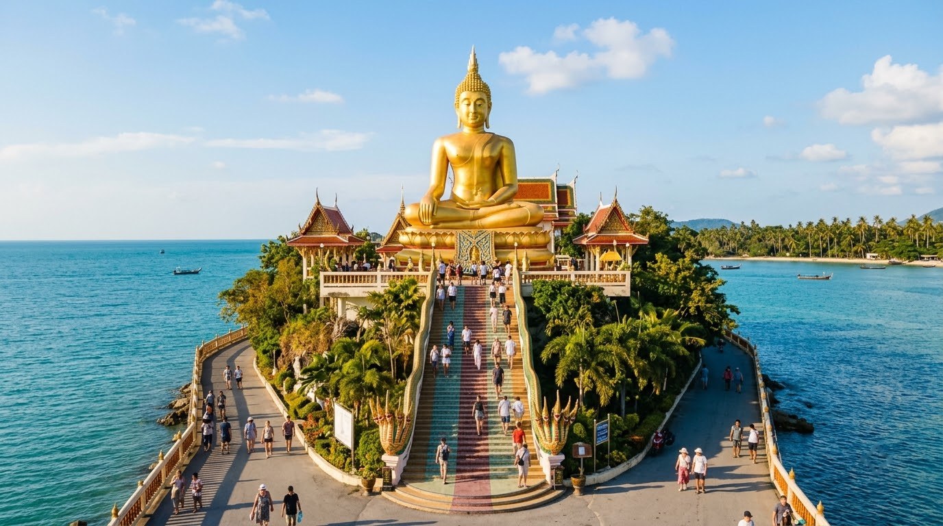 Golden Big Buddha statue at Wat Phra Yai, Koh Samui