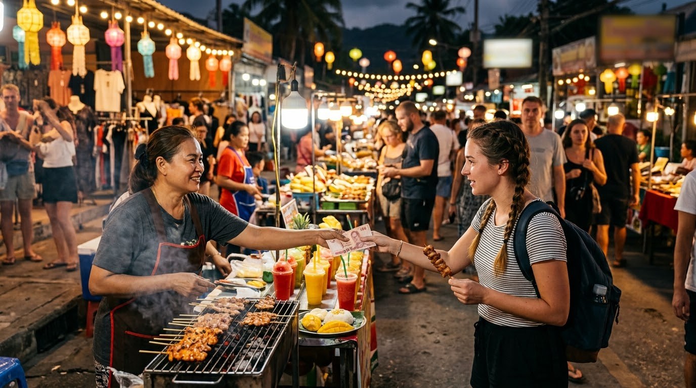 Cheap eats and baht notes at Lamai night market on Koh Samui