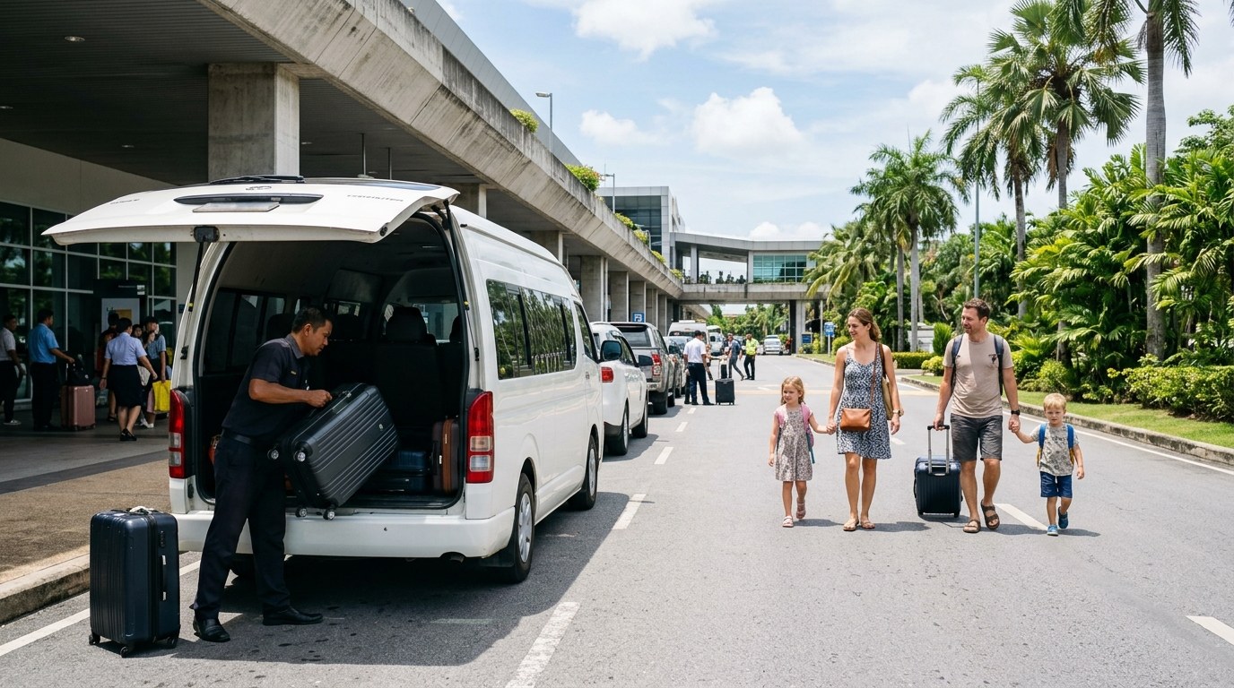 Private van transfer loading luggage at Phuket International Airport