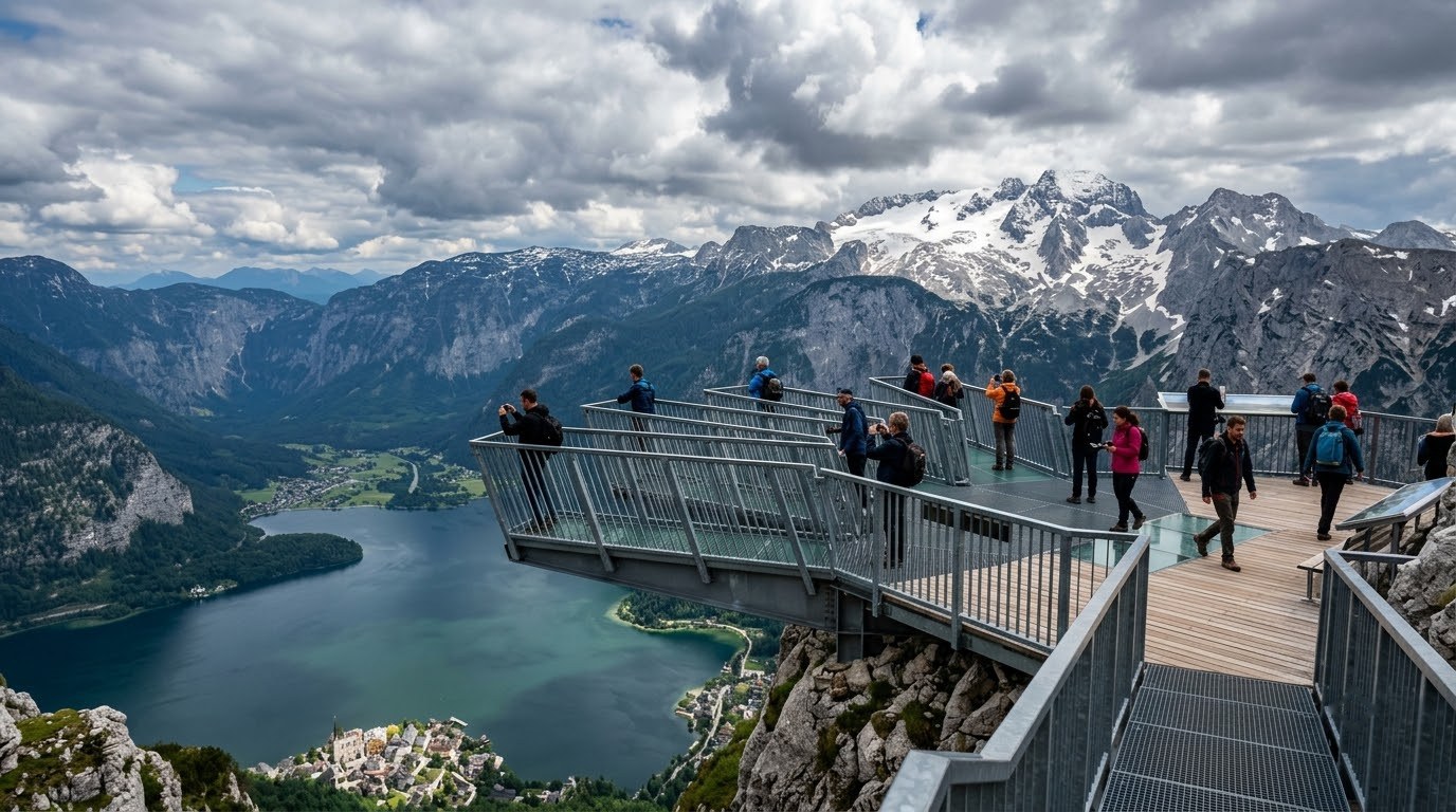 Five Fingers platform above Obertraun and Lake Hallstatt in the Dachstein
