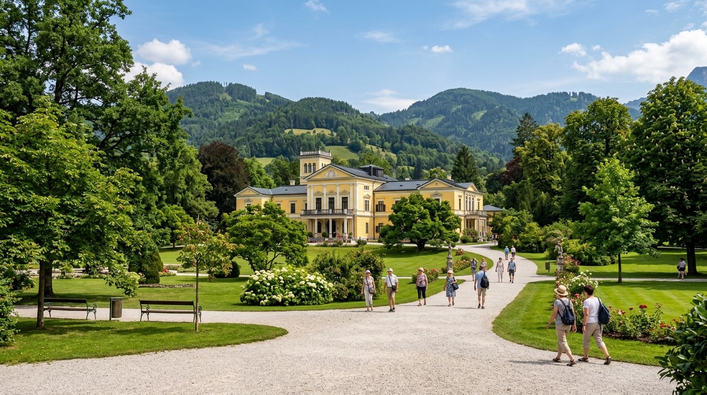 Yellow Kaiservilla and park in Bad Ischl near Hallstatt, Austria