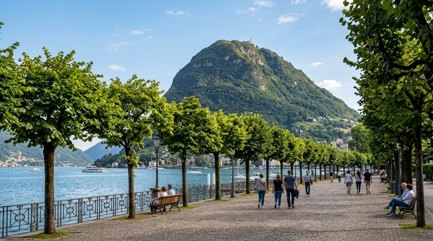 Lugano lakefront and Monte San Salvatore, a day trip from Lake Como