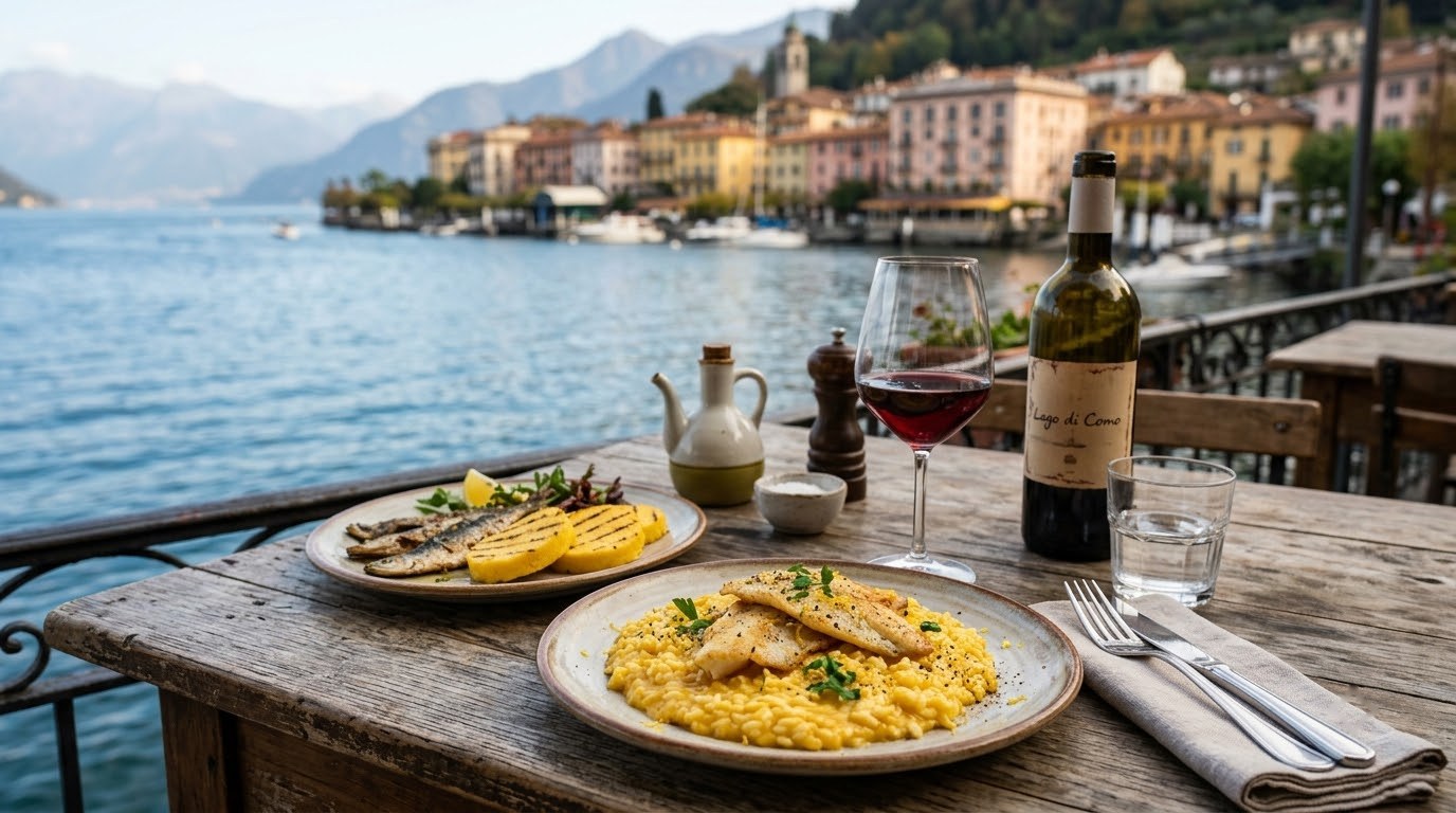 Risotto with perch and missoltini, classic dishes of Lake Como