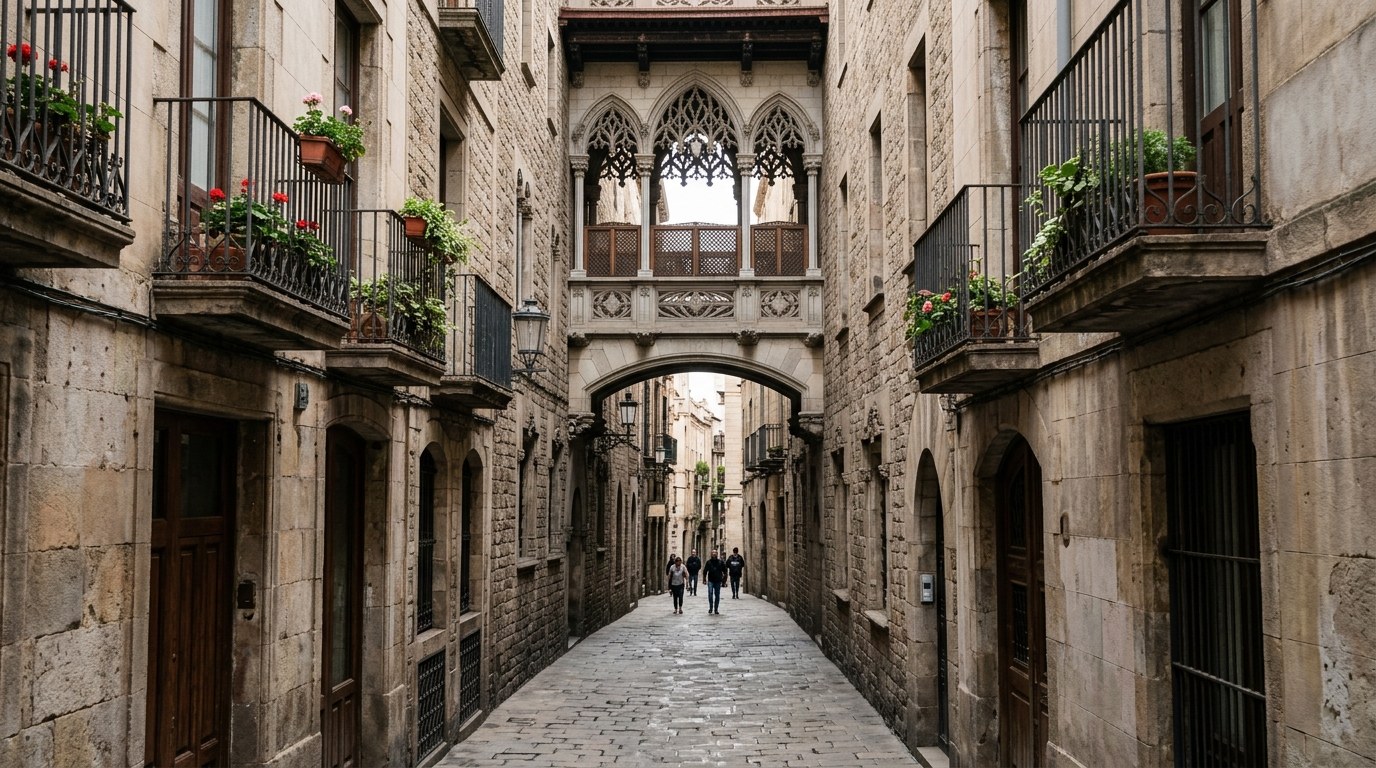 Carrer del Bisbe bridge in Barcelona's Gothic Quarter